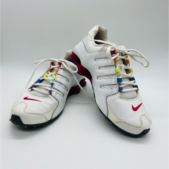 NIKE SHOX 2013 WHITE YOUTH ATHLETIC SHOES WITH RAINBOW HIGHLIGHTS SIZE 7Y - Picture 1 of 14